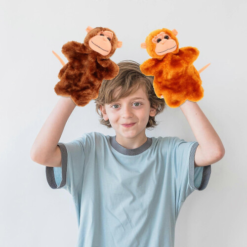 Decorative Hand Puppet Monkey Toy for Kids 2Pcs Creative Storytime Set