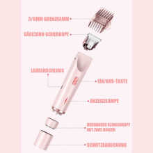 Aparador Elétrico Feminino 2 em 1 com Cabeça Dupla, Recarregável via USB, Resistente à Água IPX7, para Rosto, Corpo e Virilha, Rosa, para Pe