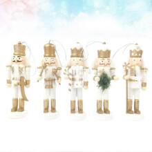 5pcs Nutcracker Puppet King Soldier Toys Children Educational Playthings Christmas Gift for Kids (Mainly White and Golden)