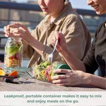 Salad Pod Container,Leakproof Salad Jar with Vertical Layering Containers,On The Go SaladJar with Side Opening and Leak Proof Sauce Dressing Case