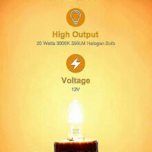 Set Of 10 G4 Halogen Bulbs Of 12v And 20w. These Bulbs Emit 3000k Warm White Light, with A Brightness Of 350 Lumens. They Are Dimmable And Have A Tran