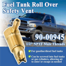 Fuel Tank Check Vent Valve, 1/2" NPTF Male Threads Check Vent, 5/16" Hose Threads Only Apply to NPTF Replaces 90-00945