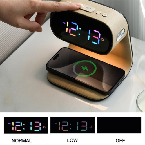 Multifunctional Clock with Night Light, Wireless Charging Clock, Holiday Gift, Three Brightness Adjustment Clock 2