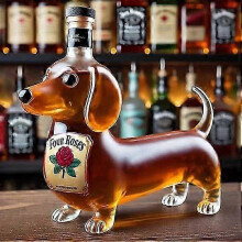(Dachshund A) 350ml Whiskey Decanter Bald Eagle Dachshund Owl Shaped Bottle Eagle Shaped Glass Container for Liquor Storage and Display