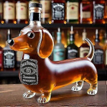 (Dachshund D) 350ml Whiskey Decanter Bald Eagle Dachshund Owl Shaped Bottle Eagle Shaped Glass Container for Liquor Storage and Display