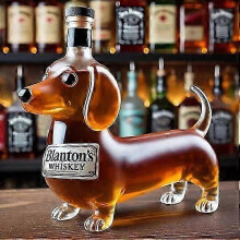 (Dachshund C) 350ml Whiskey Decanter Bald Eagle Dachshund Owl Shaped Bottle Eagle Shaped Glass Container for Liquor Storage and Display