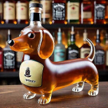 (Dachshund E) 350ml Whiskey Decanter Bald Eagle Dachshund Owl Shaped Bottle Eagle Shaped Glass Container for Liquor Storage and Display
