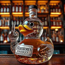 (Duck C) 350ml Whiskey Decanter Bald Eagle Dachshund Owl Shaped Bottle Eagle Shaped Glass Container for Liquor Storage and Display
