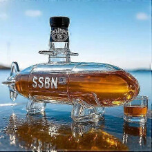 (Submarine A) 350ml Whiskey Decanter Bald Eagle Dachshund Owl Shaped Bottle Eagle Shaped Glass Container for Liquor Storage and Display