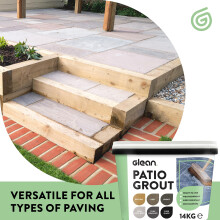 GLEAN Patio Grout | PURE LIGHT GREY | 14kg - 20m² Coverage | Jointing Compound | Brush In Patio Grout For Paving Patios & Block Paving | Self Setting