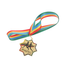 1Gouden Metalen Loopmedaille Met Sportief Ontwerp En Naamgravure
