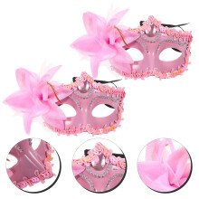 2St Roze Bloemenmasker Voor Gemaskerde Bruiloft & Cosplay