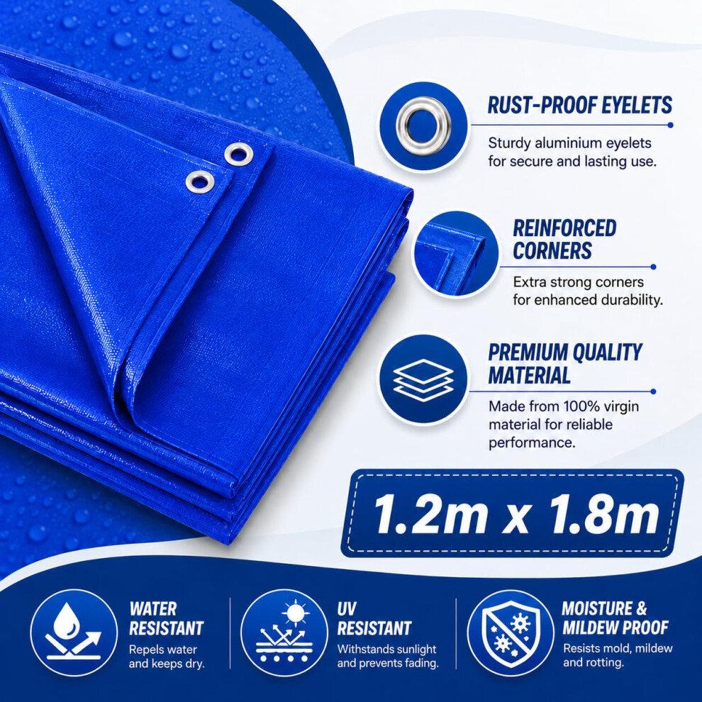 Blue Heavy Duty Tarpaulin Waterproof Cover Tarp Ground Camping Sheet T 5009483585191