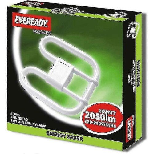 Eveready 28W 4 Pin 2D Energy Saving Fluorescent Lamp Bright White Light Bulb Replacement 1
