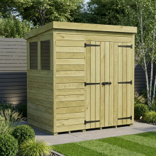 6 x 4 Pent Shed Tanalised (Double Door, With Windows)