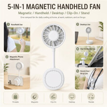 Ventilador portátil com clipe magnético, mini ventilador recarregável via USB, 3 velocidades, haste flexível 360, ideal para carrinho de bebê