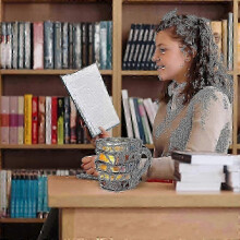 (2PCS) New 3d Painted Book Mug - Stacked Books Design Glass Coffee Cup For Hot Cold Drinks - Novelty Gift For Book Lovers Friends-good