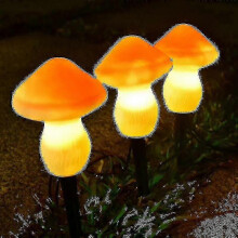 3pcs Mushroom Outdoor Solar Garden Lights Cute Shape Mushroom Landscape Lighting Path Lights for Garden Decoration