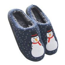 1Paar Unisex Winterhuis Slippers Met Rubberen Zool Donkerblauw
