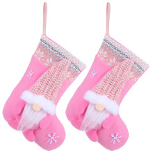 2St Xmas Stocking Hanger Roze Faceless Doll Decoratie