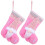 2St Xmas Stocking Hanger Roze Faceless Doll Decoratie 1