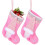 2St Xmas Stocking Hanger Roze Faceless Doll Decoratie 6