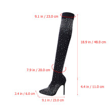 1Long Boot for Girls Zwarte Stretch Hak Met Decor