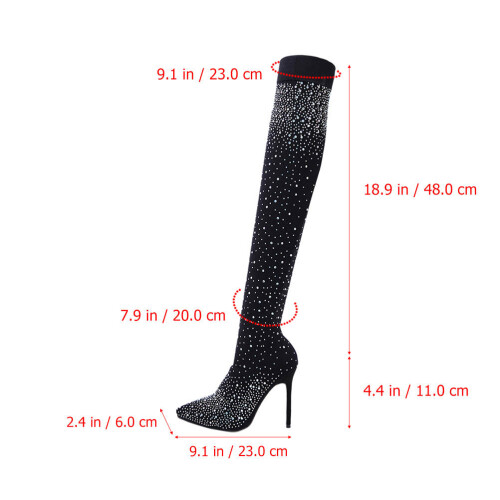 1Long Boot for Girls Zwarte Stretch Hak Met Decor