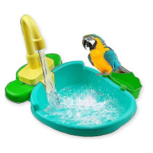 Automatic Bird Bath Tub Parrot Bathtub with Faucet Bird Shower Feeder Bowl