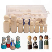 DIY Wooden Marionettes, 50 Pieces Art Craft Supplies for Kids, Male and Female Figures in 4 Sizes for Creative Projects