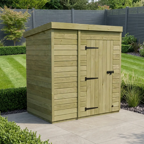 6 x 4 Pent Shed Tanalised (Single Door, No Windows)