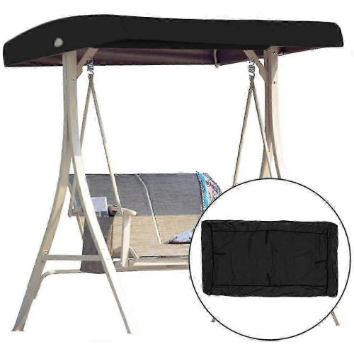 (Black) Replacement Canopy For Swing Seat Hammock Cover Top Garden