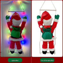 (C) LED Christmas Lights-1.96ft Christmas Decorative Ladder Lights with Upside Down Climbing Santa Claus