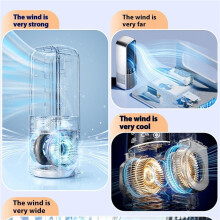 Ventilador de mesa oscilante sem hélices, alimentado por USB, com 4 velocidades, luz noturna, ajuste de inclinação de 50,
