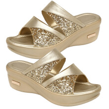 1Paar Comfortabele Vrouwen Slipper Met Dikke Wedge Zool