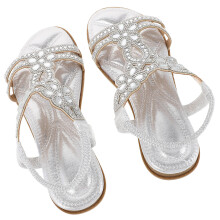 1Paar Lichtgewicht Zilveren Sandalen Vrouwen Casual
