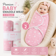 (Pack of 2, Baby Girl Pink) 100% Cotton Soft Baby Swaddle Wraps | Newborn Swaddling Blankets Soft Muslin Wraps | Affordable Bundle Packages