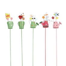 Iron Garden Stakes Decor Cartoon Watering Design Metal Yard Art Indoor Outdoor Lawn Pathway Patio Ornament B