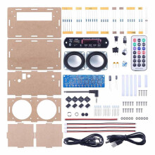 DIY Speaker Kit,Recording Function FM Radio Soldering Practice Kit with LED Spectrum and Remote Control
