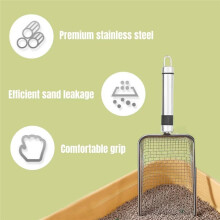 Pet Cleaning Tools Metal Cat Litter Scoop Stainless Steel Sturdy Handle Pet Poop Scoop
