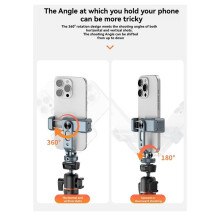 VRIG 360 Rotatable Phone Holder with Cold Shoe Mount Vertical Shooting Tripod Mount Vlog Video Phone Clip Clamp