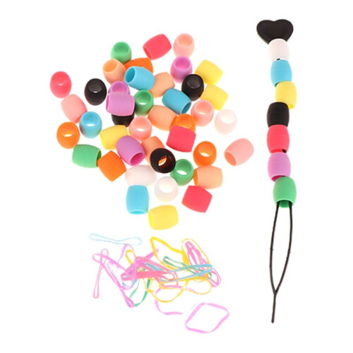 Perline per Capelli In Silicone per Bambine, Perline per Trecce, Perline per Capelli per Trecce, Perline Morbide Colorate, Sfuse 1