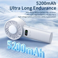 Ventilador portátil de mão, mini ventilador recarregável de 5200mAh, resfriamento turbo de alta velocidade, velocidades ajustáveis, visor digital