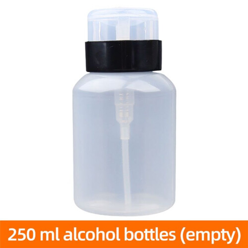 250ml Empty Alcohol Bottles Refillable Press Pump Bottle Clear Dispenser Remover Cleaner Tools Accessory 3pcs 1