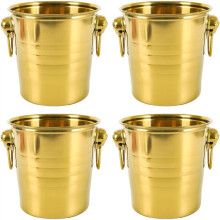 4 Pcs Stainless Steel Champagne Bucket, Metal Wine for Champagne, Beer, Cocktails, Home Bar, Party BeverageCooler (Gold)