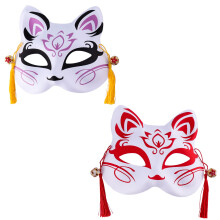 2St Plastic Kabuki Masker Half Gezicht Voor Dans En Cosplay
