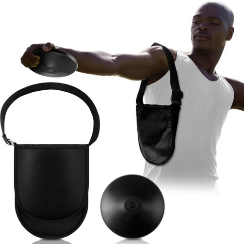 Discus Shot Carrier Bag with 2 Pockets Adjustable Carrying Strap for Thrower Track Field 1