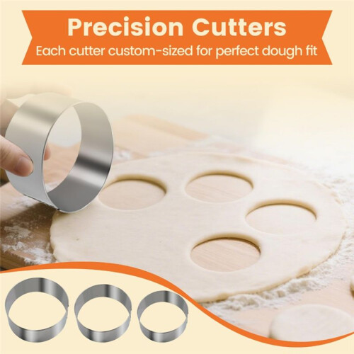 3-In1 Stainless Steel Dumpling Maker Set - DumplingPress & Empanada Mold with Dough Cutters (3", 3.4", 3.8") 2
