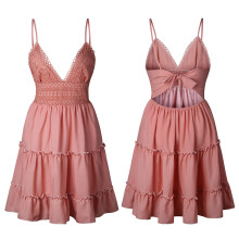 Backless Jurk Roze Vrouwen Elegant & Comfortabel
