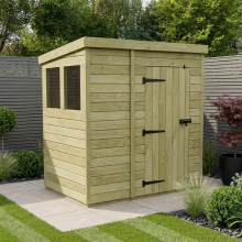 6 x 4 Pent Shed Tanalised (Single Door, With Windows)
